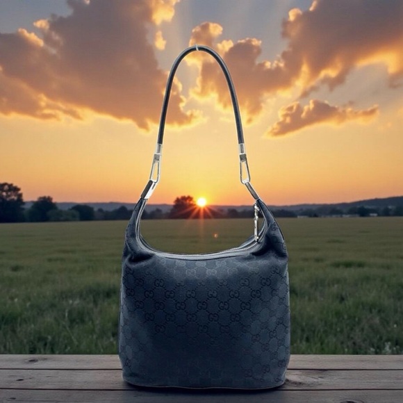 Gucci Handbags - Gucci EUC Elegant Charcoal Gray Shoulder Bag